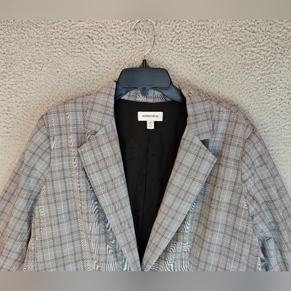 Nordstrom Womens Blazer Jackets Sz 1X Plaid Gray-Brown Career Business Office - Picture 2 of 14